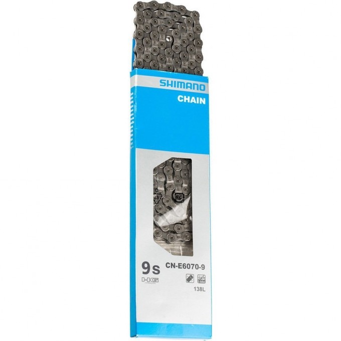 Цепь SHIMANO E6070, для 9 скоростей сзади/1 скорость спереди, 126 звеньев, с ампульным пином 1шт. ICNE60709126I