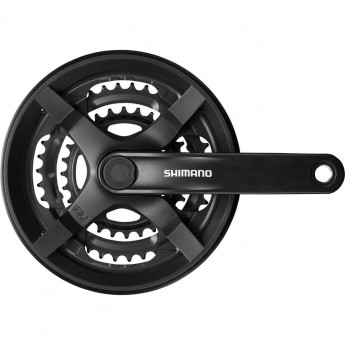 Система SHIMANO TOURNEY TY301, 175 мм, квадрат, 42/34/24, с защитой, черный, без упаковки Система SHIMANO TOURNEY TY301, 175 мм, квадрат, 42/34/24, с защитой, черный, без упаковки